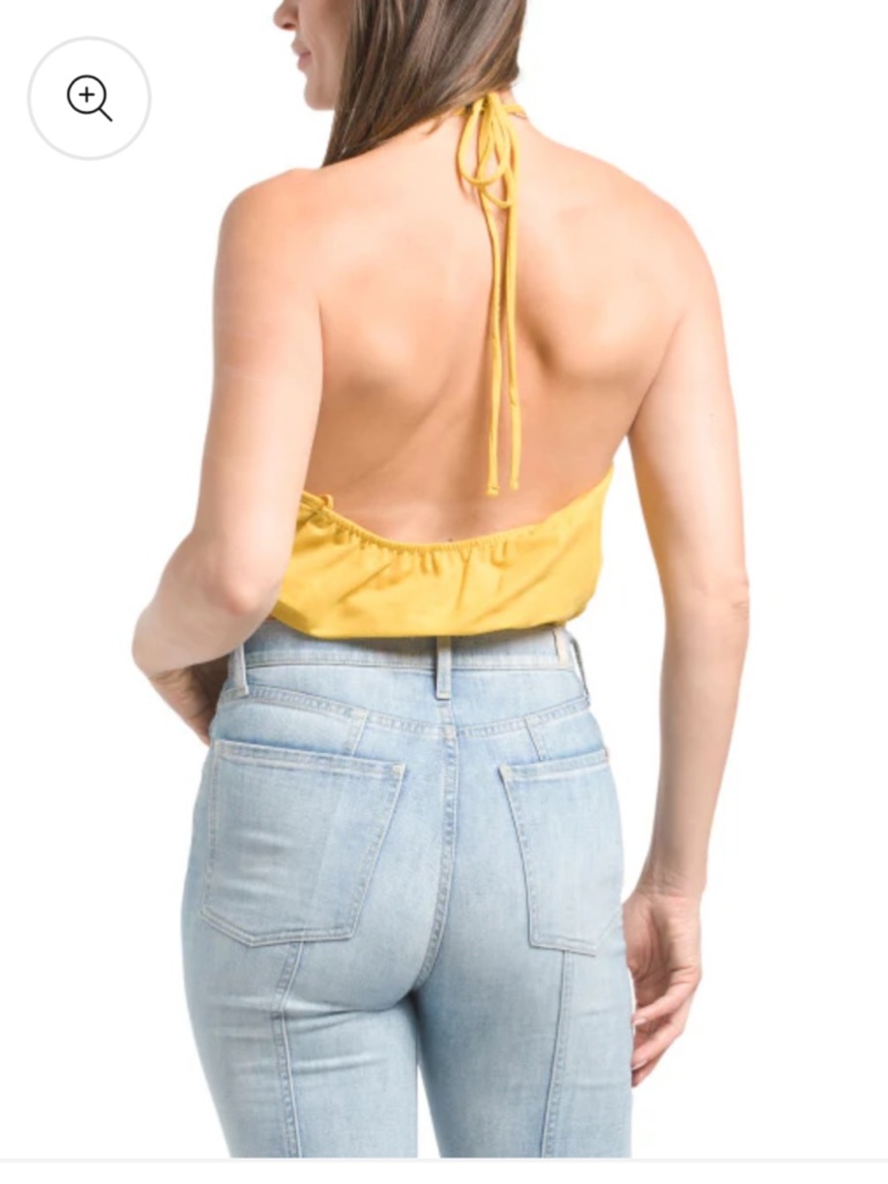 🍾NWOT Zara Sleeveless Halter Crop Top in Mustard Yellow, Size L - Picture 2 of 5